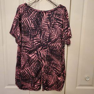 Nola Sport Shirt Black on Pink Print Plus Size 3X